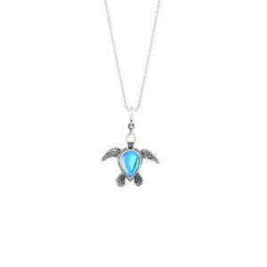 Sea Turtle Pendant Sterling Silver Crystal Jewelry Necklace